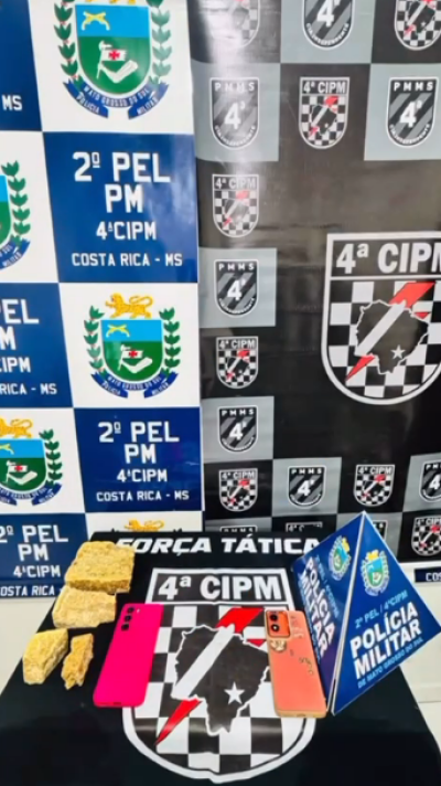 Imagem da notícia PM apreende quase 1 kg de droga e prende duas pessoas por tráfico em Costa Rica